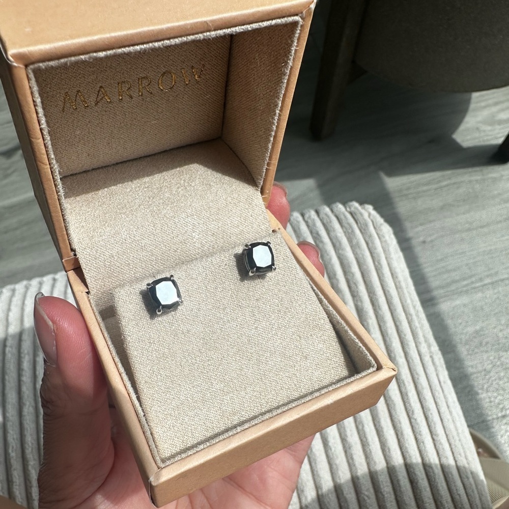 MarrowFine Black Diamond 14k White Gold earrings